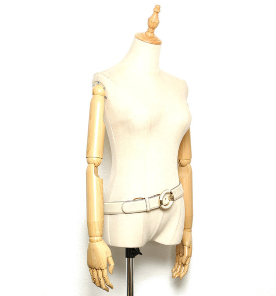 グッチ マイクロGG 170865 1766 85 34 ホワイト レザー スウェード ベルト ユニセックス GUCCI 中古