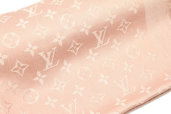 ルイ ヴィトン モノグラム  M72046 ピンク シルク ウール ショール レディース LOUIS VUITTON 中古