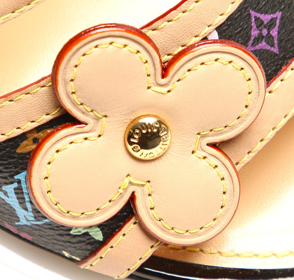 ルイ ヴィトン マルチ モノグラム ブラック ブラウン PVC レザー サンダル レディース LOUIS VUITTON 中古