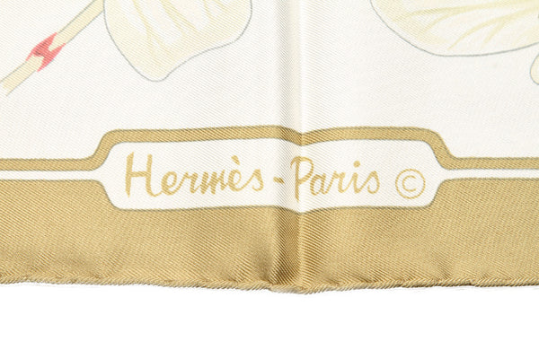 エルメス ホワイト ピンク ブルー  グリーン シルク スカーフ レディース HERMES 中古