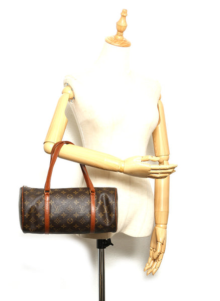 ルイ ヴィトン モノグラム パピヨン 30 M51365 ブラウン PVC レザー ハンドバッグ レディース LOUIS VUITTON 中古