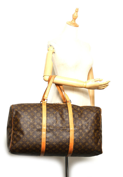 ルイ ヴィトン モノグラム サックスープル55 M41622 ブラウン 茶 PVC レザー ボストンバッグ ユニセックス LOUIS VUITTON 中古