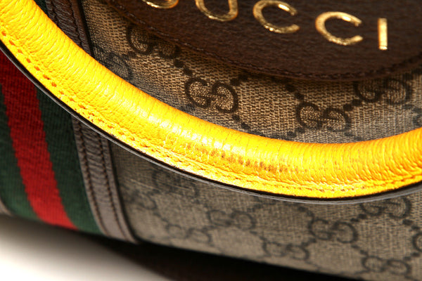 グッチ GGスプリーム タイガー 480500 ブラウン イエロー PVC レザー ハンドバッグ レディース GUCCI 中古