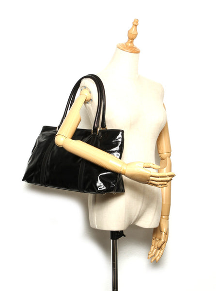 グッチ 257302 ブラック パテントレザー レザー トートバッグ レディース GUCCI 中古