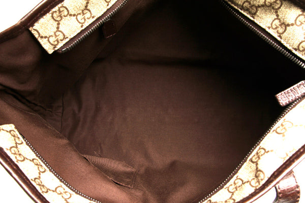 グッチ GGスプリーム 181084 ブラウン 茶 PVC レザー トートバッグ レディース GUCCI 中古
