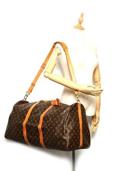 ルイ ヴィトン モノグラム キーポル バンドリエール 60 M41422 ブラウン 茶 PVC レザー ボストンバッグ ユニセックス LOUIS VUITTON 中古