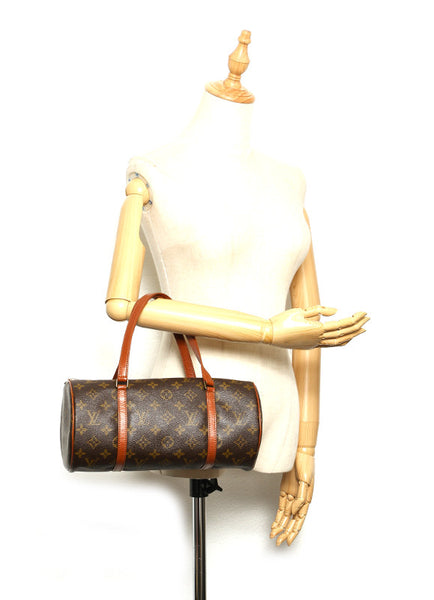 ルイ ヴィトン モノグラム パピヨン 30 M51365 ブラウン 茶 PVC レザー ハンドバッグ レディース LOUIS VUITTON 中古