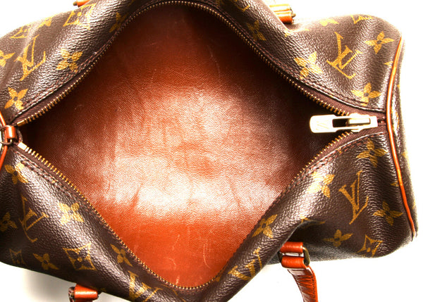 ルイ ヴィトン モノグラム パピヨン 30 M51365 ブラウン 茶 PVC レザー ハンドバッグ レディース LOUIS VUITTON 中古