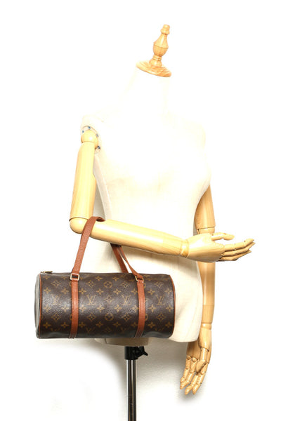 ルイ ヴィトン モノグラム パピヨン M51365 ブラウン 茶 PVC レザー ハンドバッグ レディース LOUIS VUITTON 中古