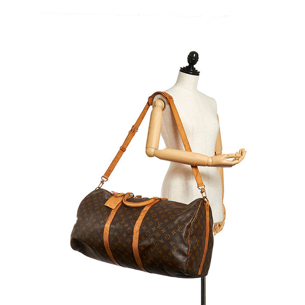 ルイ ヴィトン モノグラム キーポル55 バンドリエール ボストンバッグ M41414 ブラウン PVC レザー メンズ LOUIS VUITTON 【中古】