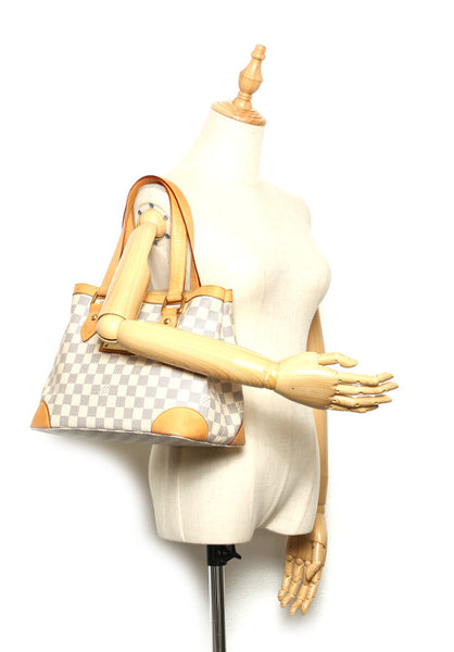 ルイ ヴィトン ダミエ アズール ハムステッドPM N51207 ホワイト 白 PVC レザー ハンドバッグ レディース LOUIS VUITTON 中古