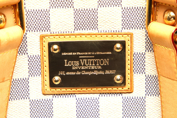 ルイ ヴィトン ダミエ アズール ハムステッドPM N51207 ホワイト 白 PVC レザー ハンドバッグ レディース LOUIS VUITTON 中古