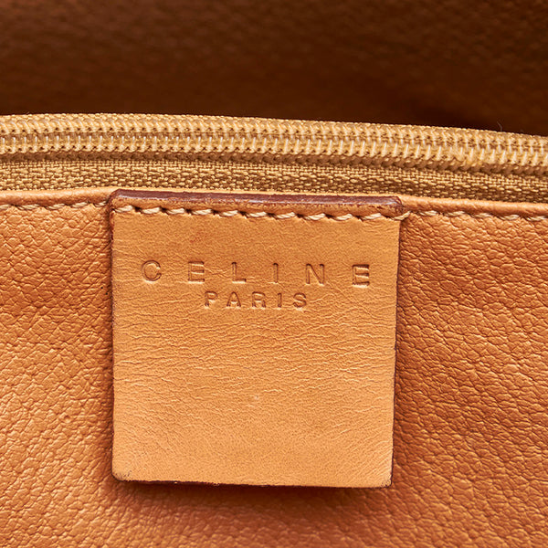 セリーヌ マカダム ブラウン PVC レザー トートバッグ レディース CELINE 【中古】