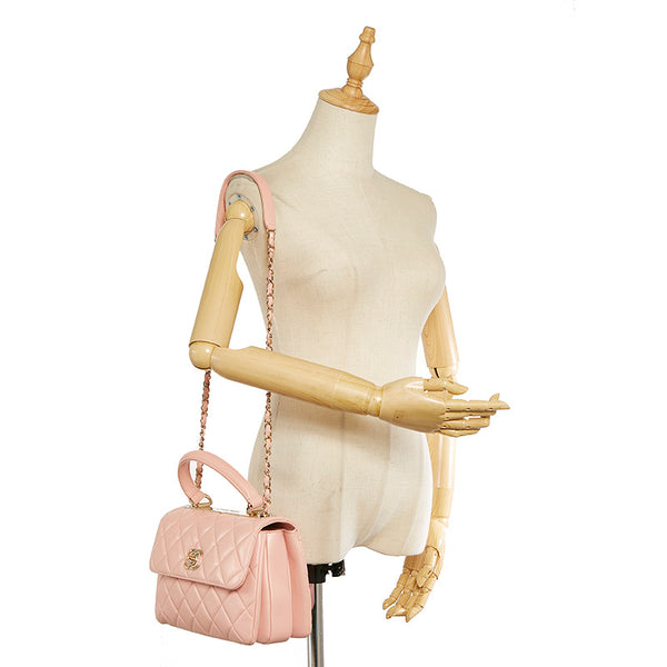 シャネル マトラッセ トレンディCC ピンク ラムスキン ハンドバッグ ショルダーバッグ 2WAY レディース CHANEL 【中古】
