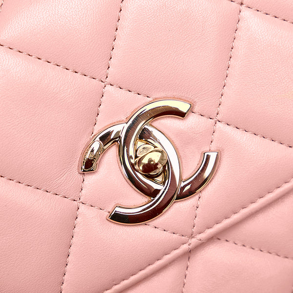 シャネル マトラッセ トレンディCC ピンク ラムスキン ハンドバッグ ショルダーバッグ 2WAY レディース CHANEL 【中古】
