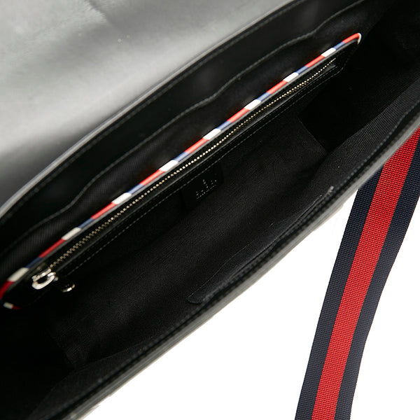 グッチ GGスプリーム ナイトクーリエ ワッペン 474138 ブラック PVC ショルダーバッグ メンズ GUCCI 【中古】