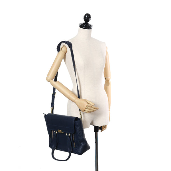 スリーワンフィリップリム パシー サッチェルバッグ ネイビー レザー ハンドバッグ ショルダーバッグ ２WAY レディース 3.1 phillip lim 【中古】