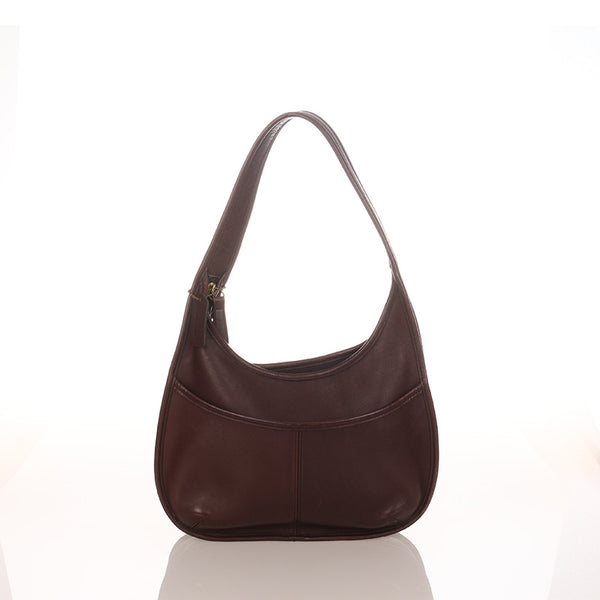 コーチ DOP-9033 ブラウン レザー ショルダーバッグ レディース COACH 【中古】