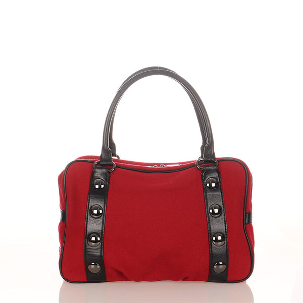 バーバリー ブルーレーベル レッド ブラック ウール レザー トートバッグ レディース BURBERRY 【中古】