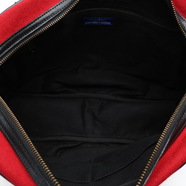 バーバリー ブルーレーベル レッド ブラック ウール レザー トートバッグ レディース BURBERRY 【中古】