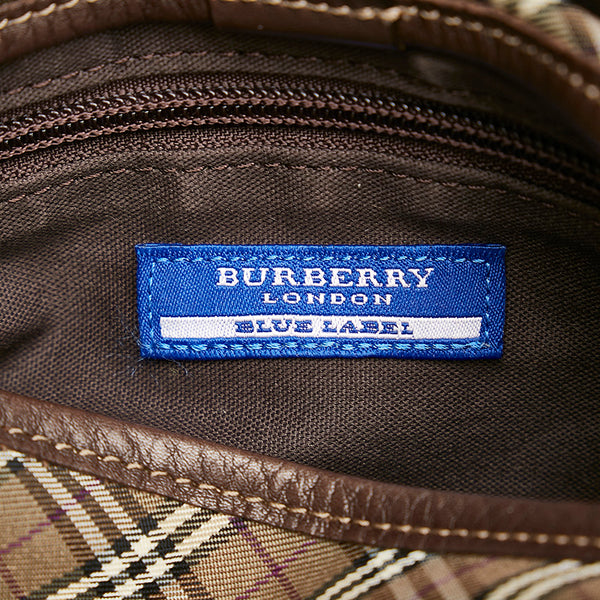 バーバリーブルーレーベル チェック カーキ ナイロン レザー ハンドバッグ ショルダーバッグ 2WAY レディース BURBERRY BLUE LABEL 【中古】