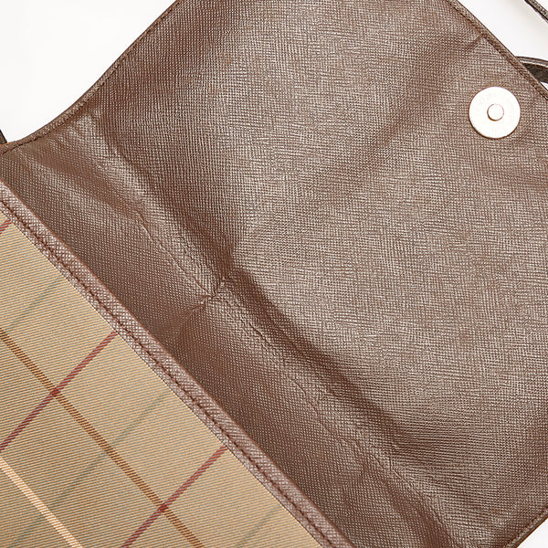 バーバリー チェック 斜め掛け ショルダーバッグ カーキ キャンバス レザー レディース BURBERRY 【中古】