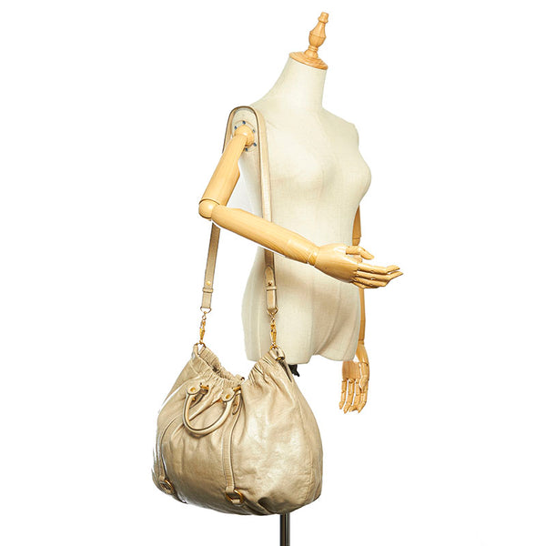 ミュウミュウ アイボリー レザー ハンドバッグ ショルダーバッグ 2WAY レディース MIUMIU 中古