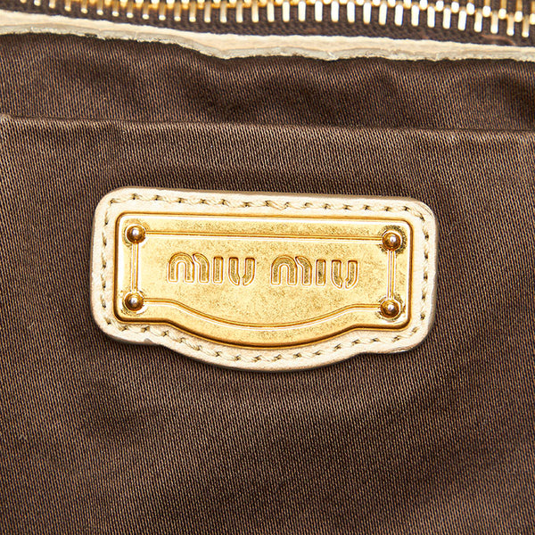ミュウミュウ アイボリー レザー ハンドバッグ ショルダーバッグ 2WAY レディース MIUMIU 中古
