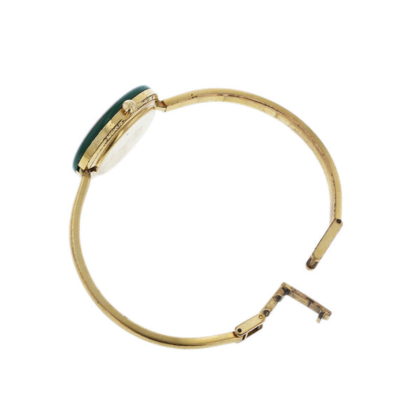 グッチ チェンジベゼル 1100-L ホワイト グリーン レッド ゴールド メッキ 腕時計 レディース GUCCI クオーツ ホワイト文字盤 【中古】