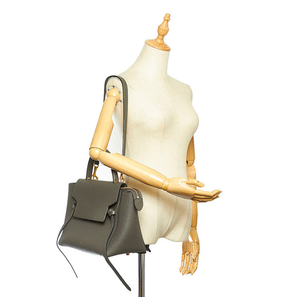 セリーヌ ベルトバッグ グレー レザー ハンドバッグ ショルダーバッグ 2WAY レディース CELINE 中古