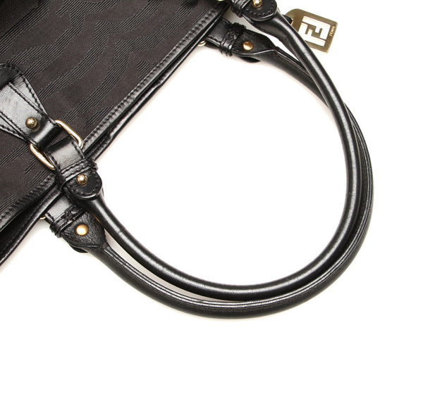 フェンディ 虎柄 8BH115 ブラック キャンバス レザー トートバッグ レディース FENDI 中古