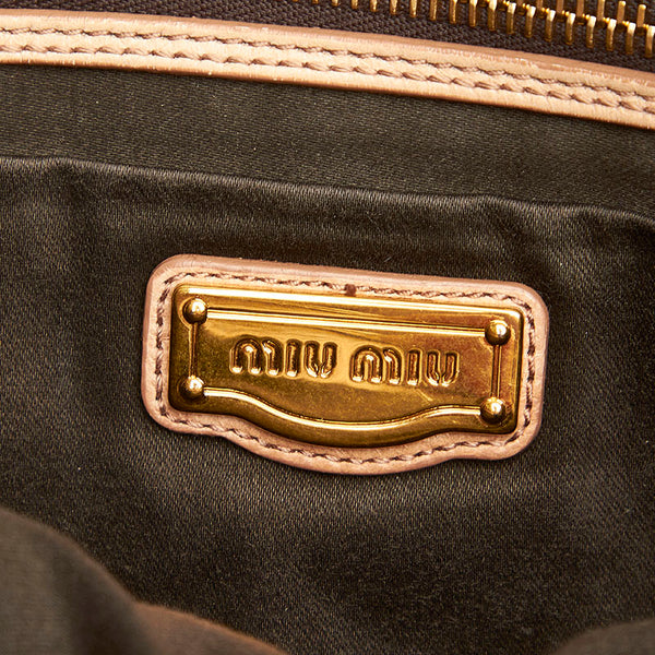 ミュウミュウ マテラッセ ピンクベージュ レザー 肩掛け ショルダーバッグ レディース MIUMIU 中古