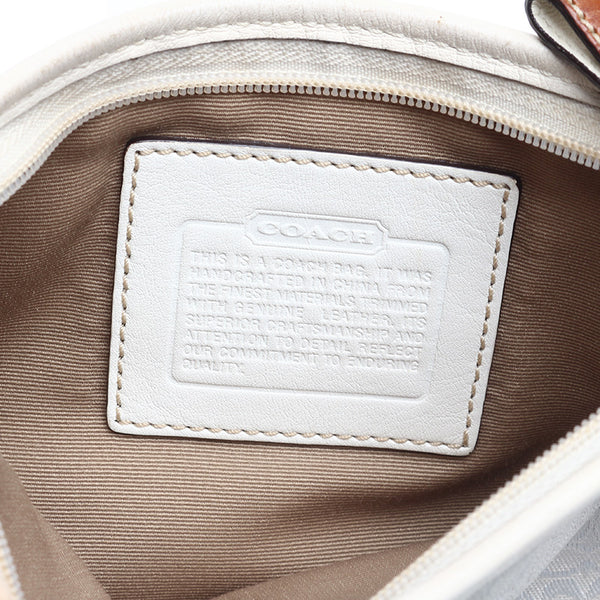 コーチ ミニシグネチャー 斜め掛け ショルダーバッグ ホワイト キャンバス レザー レディース COACH 【中古】