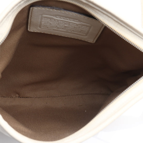 コーチ ミニシグネチャー 斜め掛け ショルダーバッグ ホワイト キャンバス レザー レディース COACH 【中古】