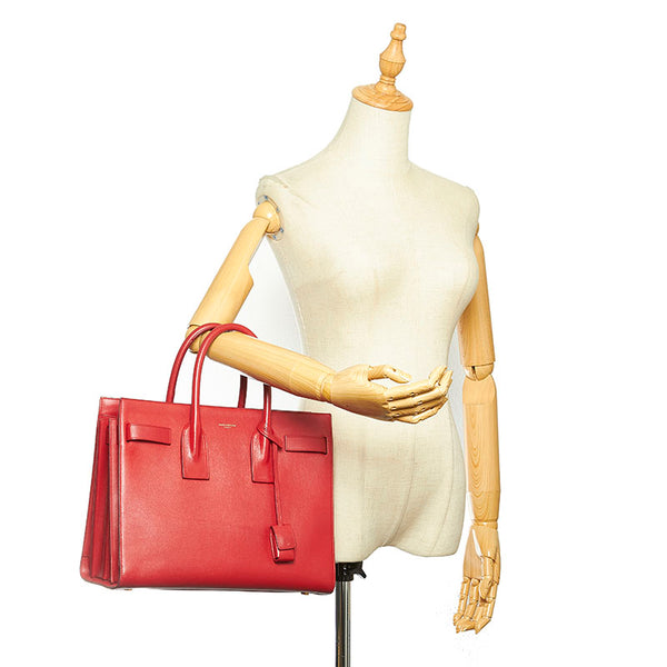 イヴ サンローラン レッド レザー ハンドバッグ レディース YVES SAINT LAURENT 中古