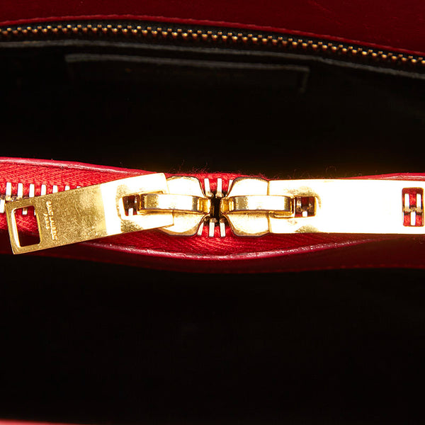 イヴ サンローラン レッド レザー ハンドバッグ レディース YVES SAINT LAURENT 中古
