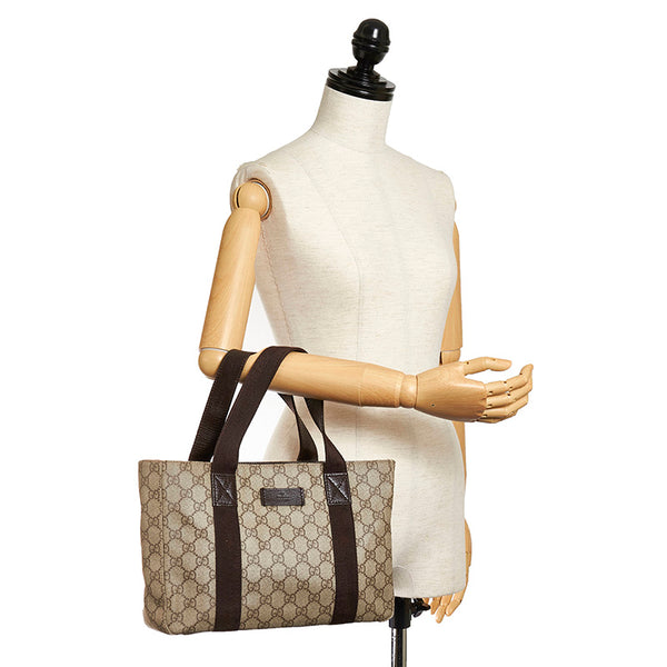 グッチ GGスプリーム 141976 ベージュ ブラウン PVC レザー ハンドバッグ レディース GUCCI 【中古】