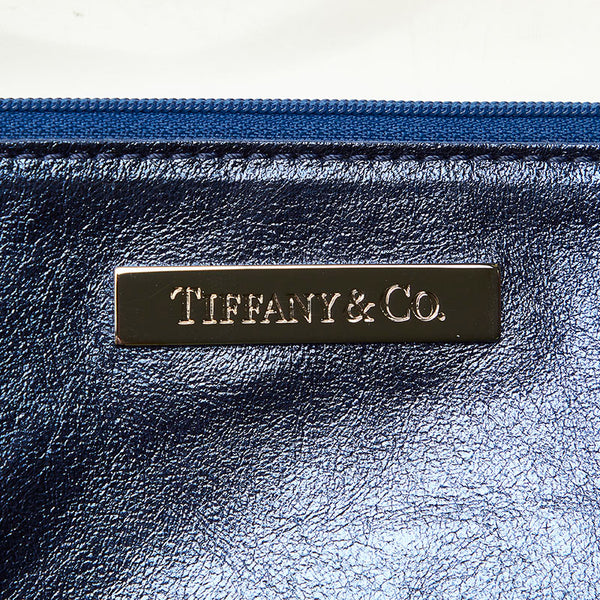 ティファニー リバーシブル メタリックブルー レザー スウェード トートバッグ レディース TIFFANY&Co. 中古