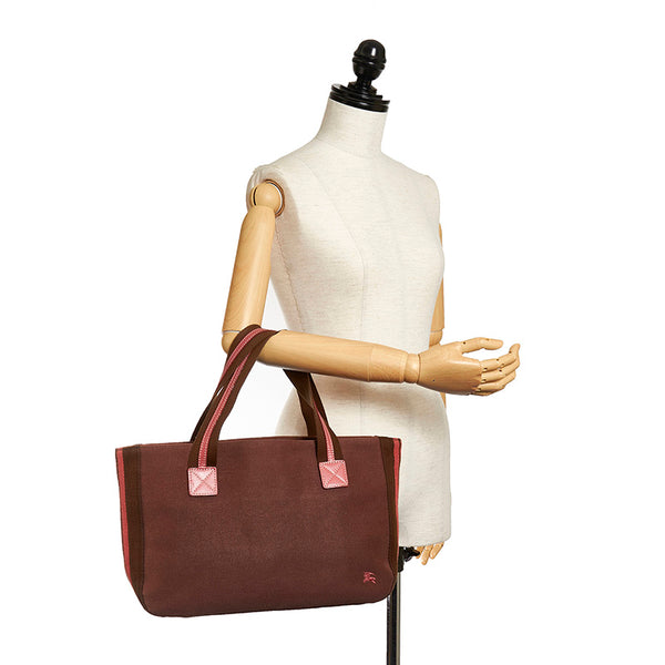 バーバリー ブラウン キャンバス トートバッグ レディース BURBERRY 【中古】