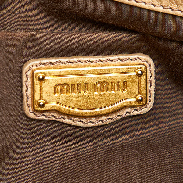ミュウミュウ ベージュ レザー ハンドバッグ ショルダーバッグ 2WAY レディース MIUMIU 中古