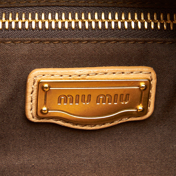 ミュウミュウ ベージュ レザー ハンドバッグ ショルダーバッグ 2WAY レディース MIUMIU 中古