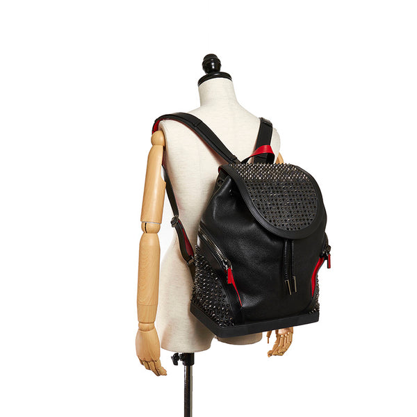クリスチャンルブタン スパイクスタッズ ブラック レザー リュック バックパック  メンズ Christian Louboutin 【中古】
