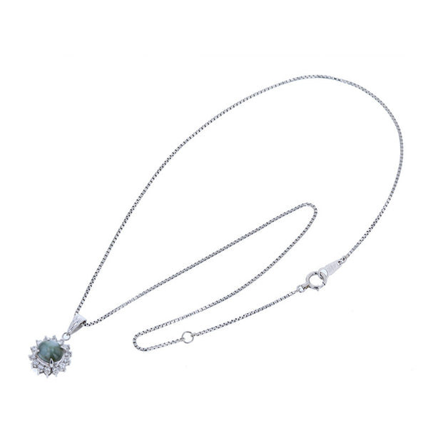 Pt900 プラチナ Pt850 プラチナ クリソべリルキャッツアイ1.64ct ダイヤ0.31ct キャッツアイ ネックレス レディース 【中古】