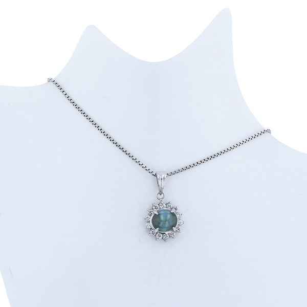 Pt900 プラチナ Pt850 プラチナ クリソべリルキャッツアイ1.64ct ダイヤ0.31ct キャッツアイ ネックレス レディース 【中古】