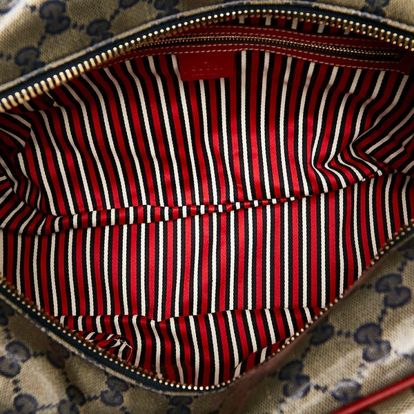 グッチ GGクリスタル ヒステリア ハンドバッグ ネイビー レッド PVC レザー レディース GUCCI 【中古】