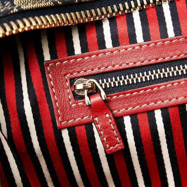 グッチ GGクリスタル ヒステリア ハンドバッグ ネイビー レッド PVC レザー レディース GUCCI 【中古】