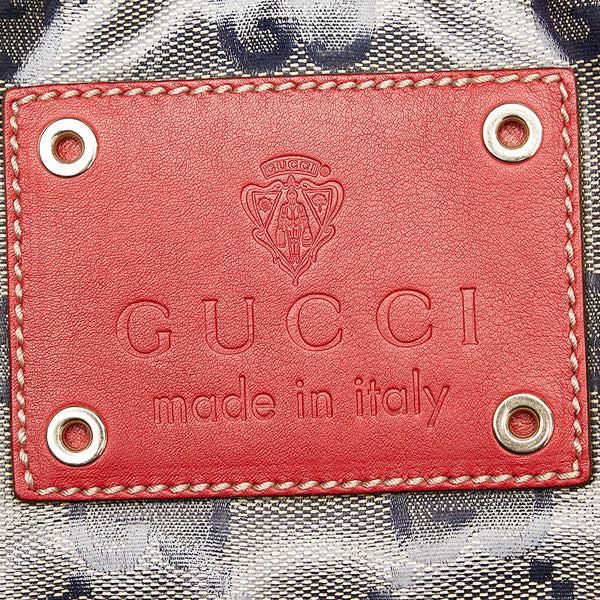 グッチ GGクリスタル ヒステリア ハンドバッグ ネイビー レッド PVC レザー レディース GUCCI 【中古】