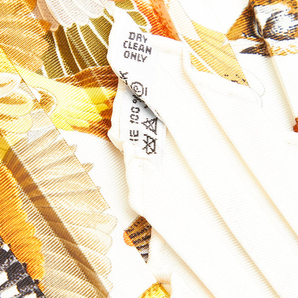 エルメス プリーツ カレ 90 ホワイト シルク スカーフ レディース HERMES 中古