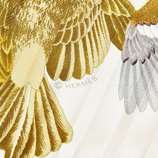 エルメス プリーツ カレ 90 ホワイト シルク スカーフ レディース HERMES 中古