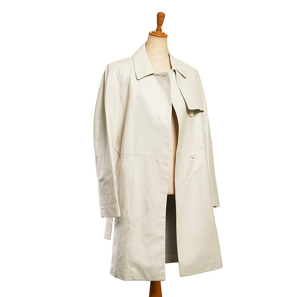 ジルサンダー ミディアム トレンチコート その他アウター ホワイト レザー レディース JIL SANDER 【中古】